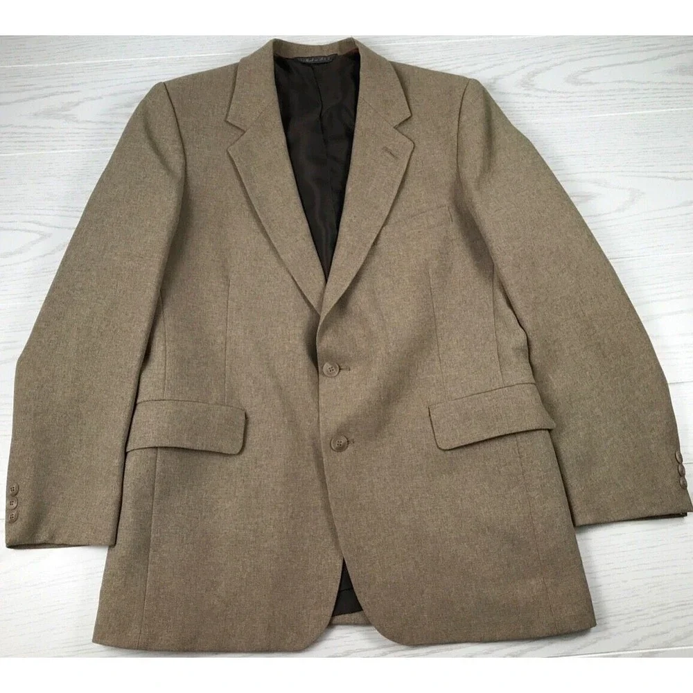 Vintage Levi's Blazer Sport Coat 42 Brown Wool 2 Button Single Vent Business 80s